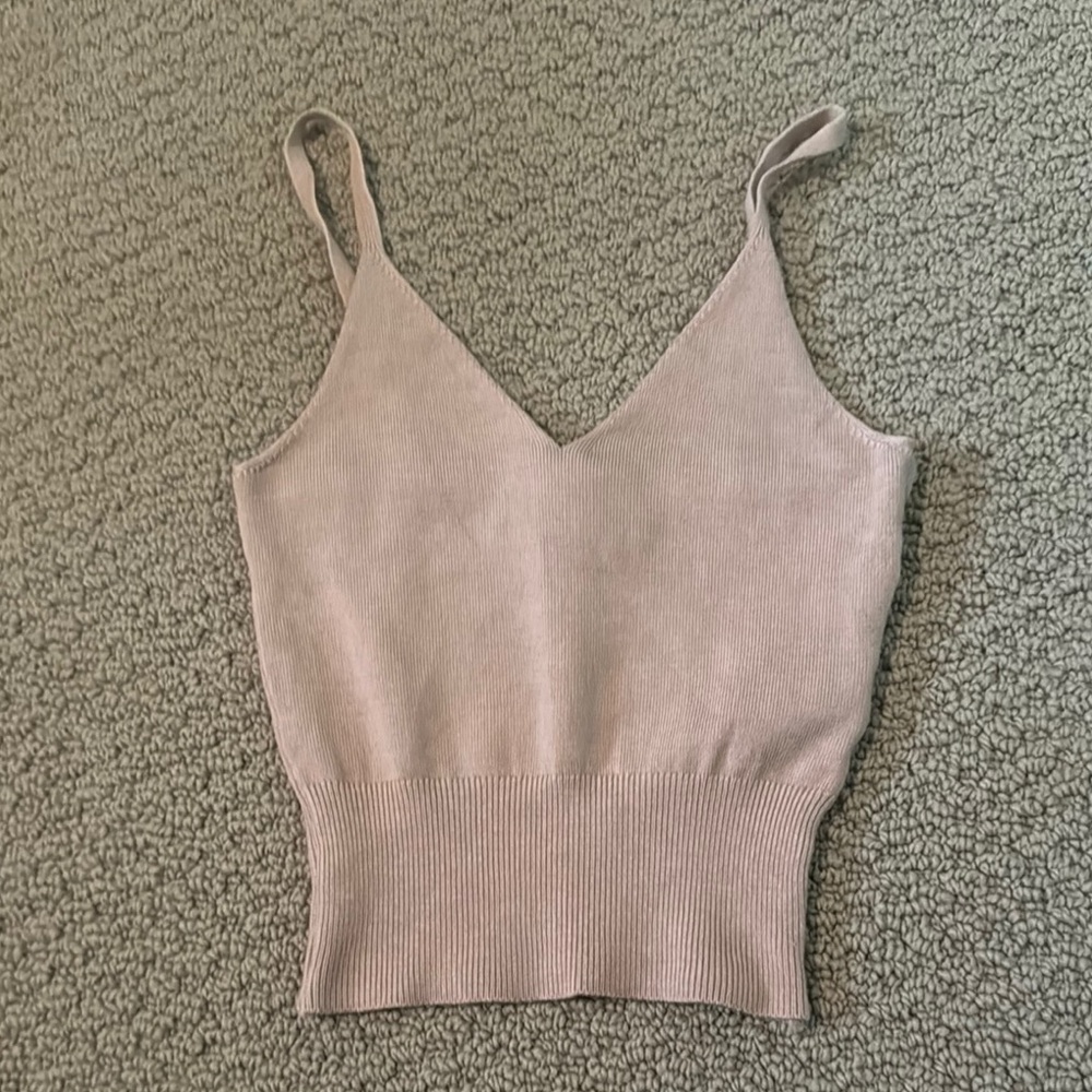 Reformation Pink Ribbed Fitted Camisole